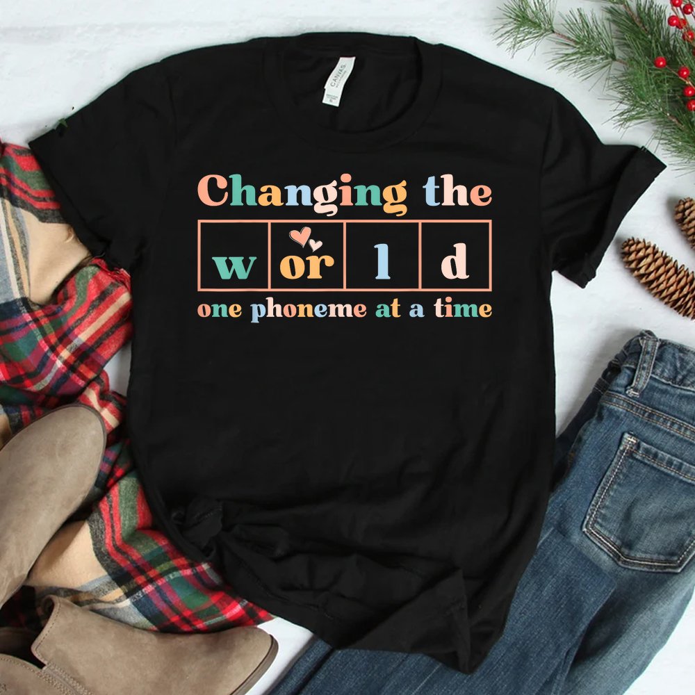 Changing The World One Phoneme At A Time Dyslexia Teacher Shirt Changing The World One Phoneme At A Time Dyslexia Teacher Shirt