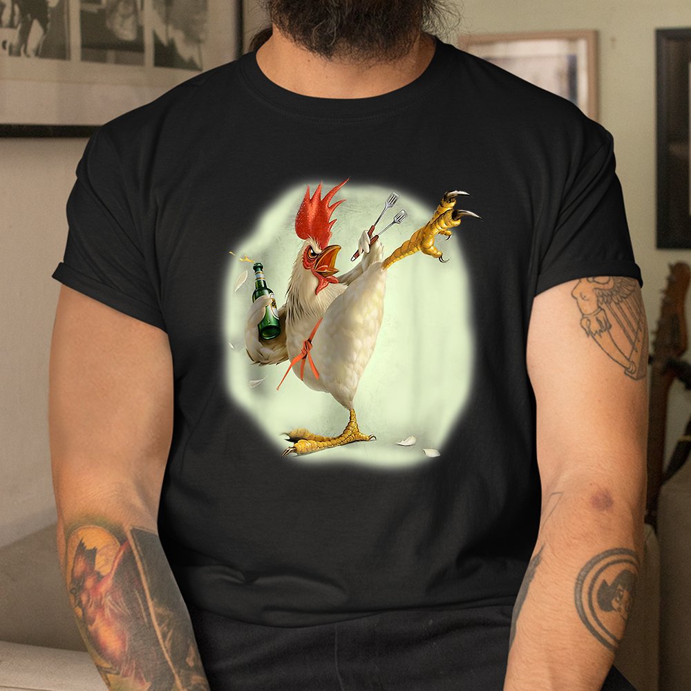 Chicken Beer Karate Kick Cool Chicken Funny Chicken Farmer Shirt Chicken Beer Karate Kick Cool Chicken Funny Chicken Farmer Shirt