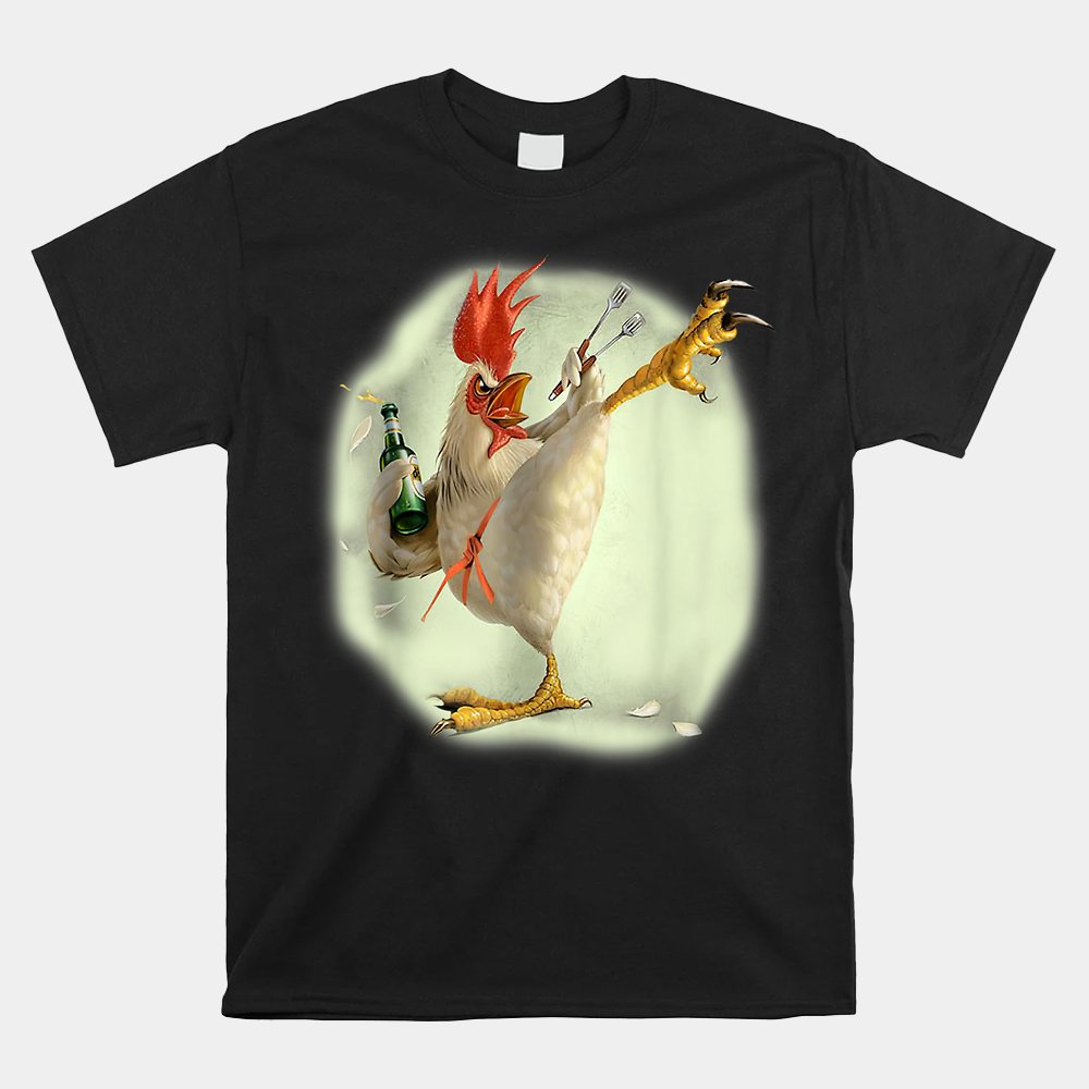 Chicken Beer Karate Kick Cool Chicken Funny Chicken Farmer Shirt Chicken Beer Karate Kick Cool Chicken Funny Chicken Farmer Shirt