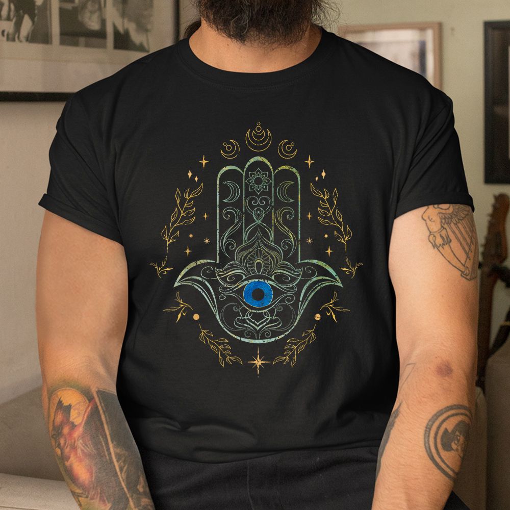 Evil Eye Hamsa Hand Nazar Amulet Protection Celestial Yoga Shirt Evil Eye Hamsa Hand Nazar Amulet Protection Celestial Yoga Shirt
