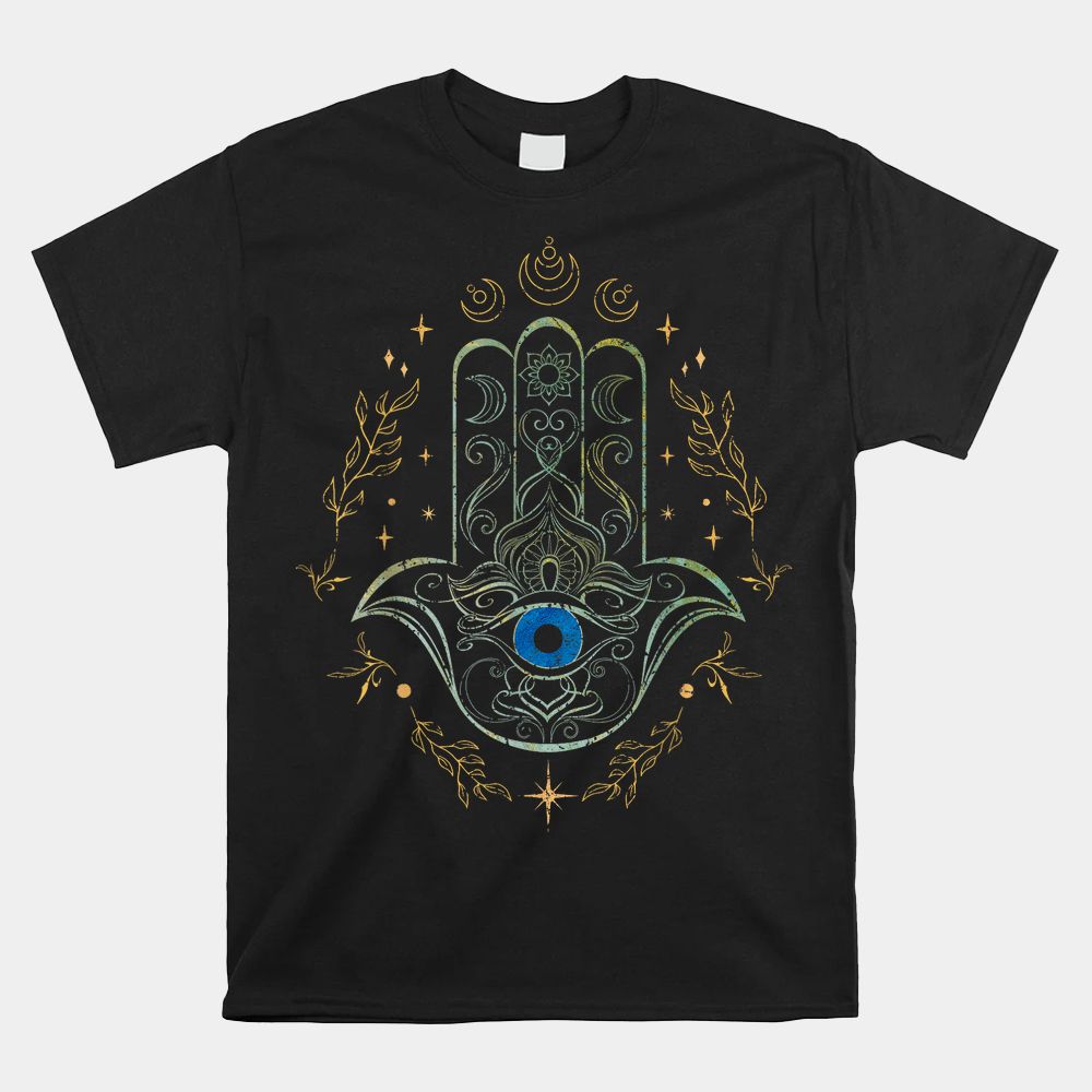 Evil Eye Hamsa Hand Nazar Amulet Protection Celestial Yoga Shirt Evil Eye Hamsa Hand Nazar Amulet Protection Celestial Yoga Shirt