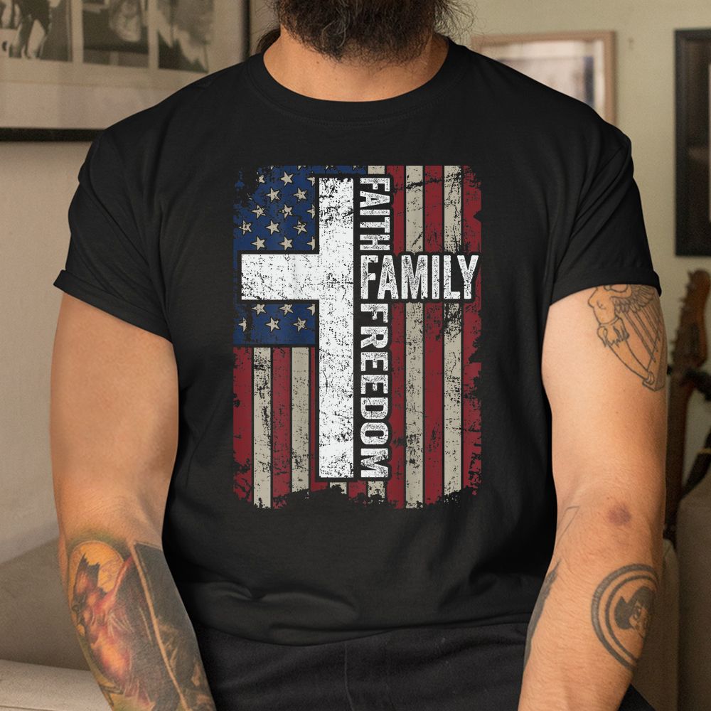 Faith Family Freedom Shirt Christian Vintage USA Flag Shirt Faith Family Freedom Shirt Christian Vintage USA Flag Shirt