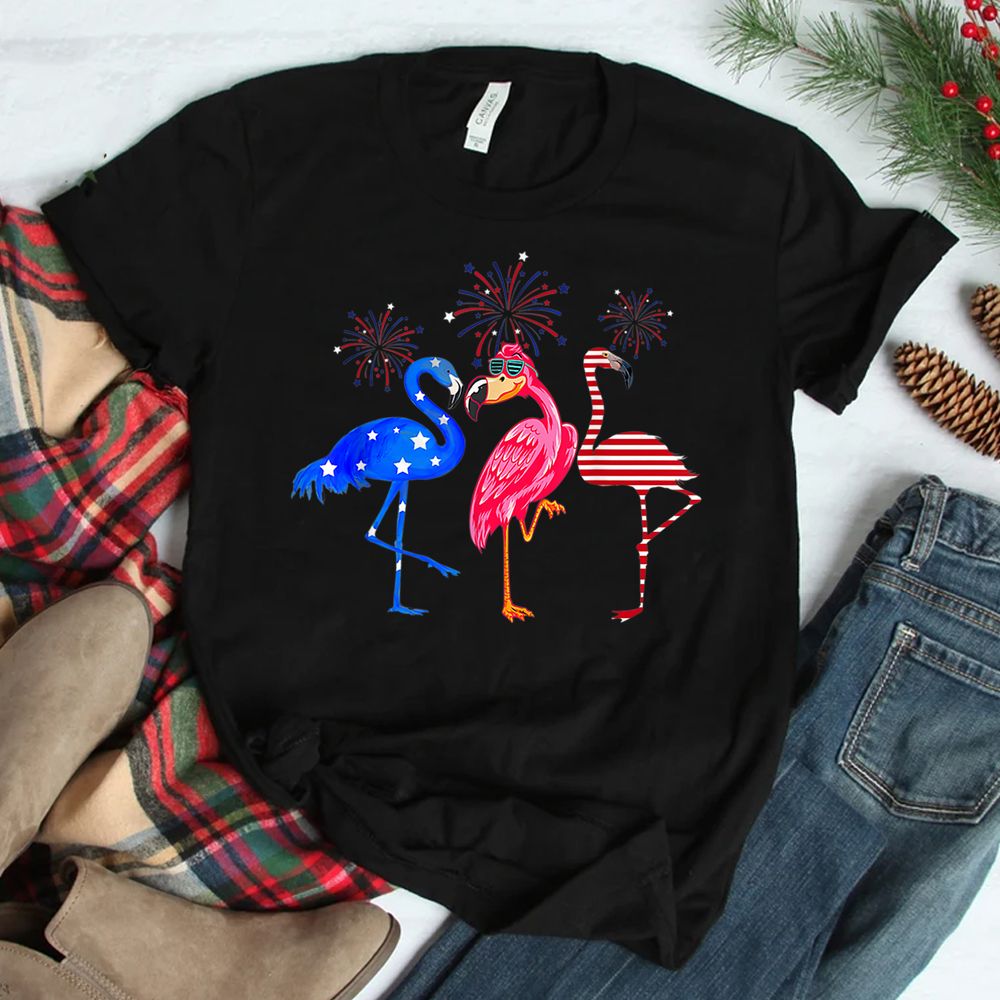 Flamingo Fireworks Red White Blue Shirt Flamingo Fireworks Red White Blue Shirt