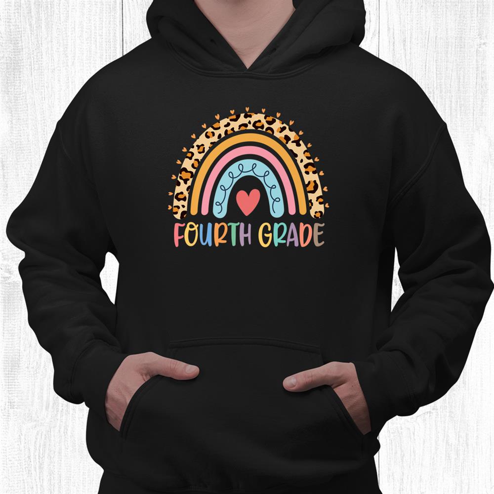 Fourth Grade Teacher Rainbow Leopard 4th Grade Back School Shirt Fourth Grade Teacher Rainbow Leopard 4th Grade Back School Shirt