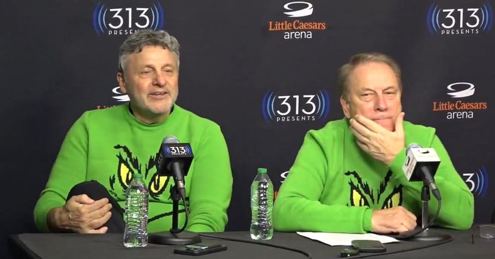 Greg Kampe Tom Izzo Wearing Grinch Sweatshirt