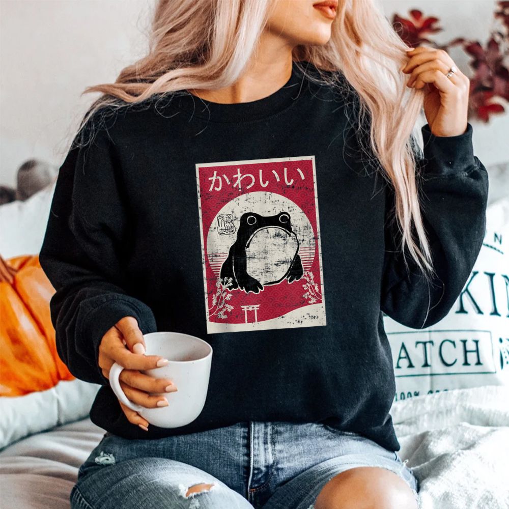 Grumpy Frog Retro Woodblock Vintage Ukiyo Japanese Shirt Grumpy Frog Retro Woodblock Vintage Ukiyo Japanese Shirt