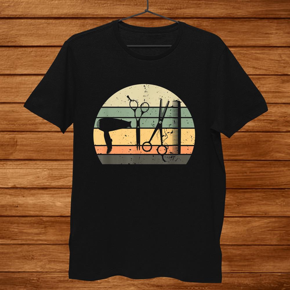 Hair Stylist Barber Tools Retro Vintage Sunset Tshirt Gift