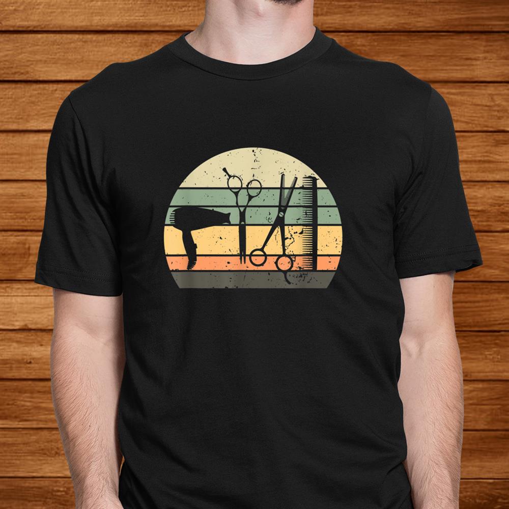 Hair Stylist Barber Tools Retro Vintage Sunset Tshirt Gift