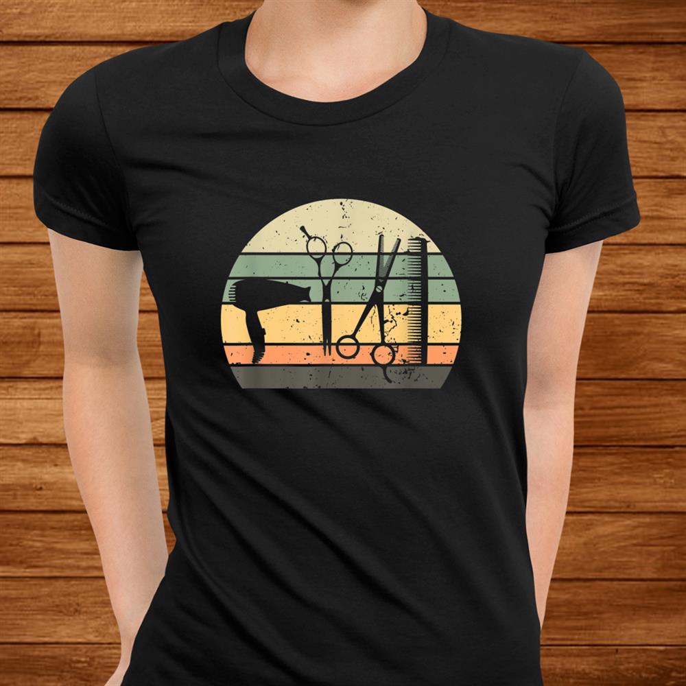 Hair Stylist Barber Tools Retro Vintage Sunset Tshirt Gift