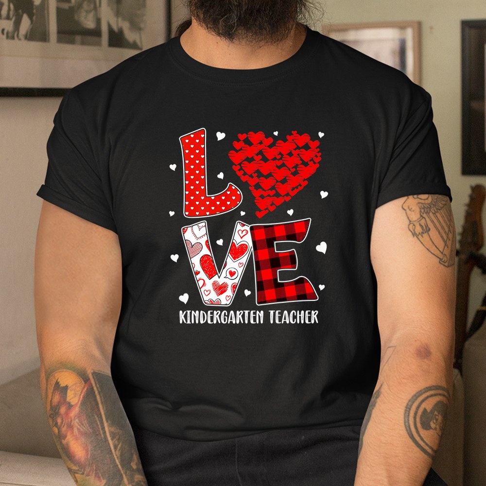 Heart Love Kindergarten Teacher Red Plaid Valentines Day Shirt Heart Love Kindergarten Teacher Red Plaid Valentines Day Shirt