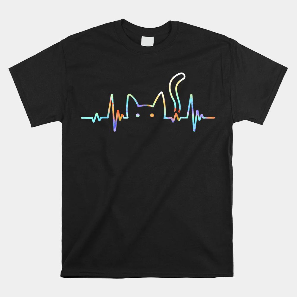 Heartbeat Cat Lover Animal Silhouette Cute Cat Shirt Heartbeat Cat Lover Animal Silhouette Cute Cat Shirt