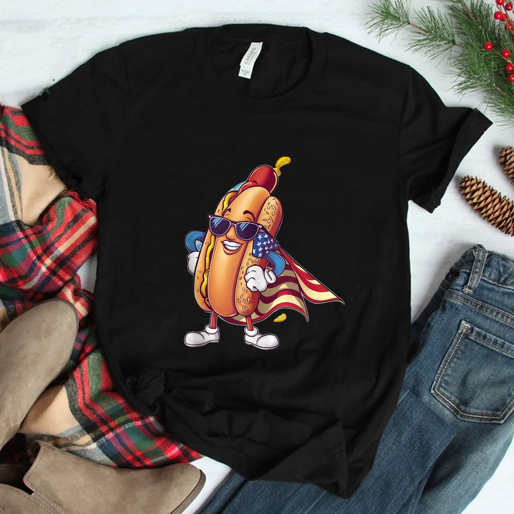 Hot Dog American Flag Superhero Shirt Hot Dog American Flag Superhero Shirt