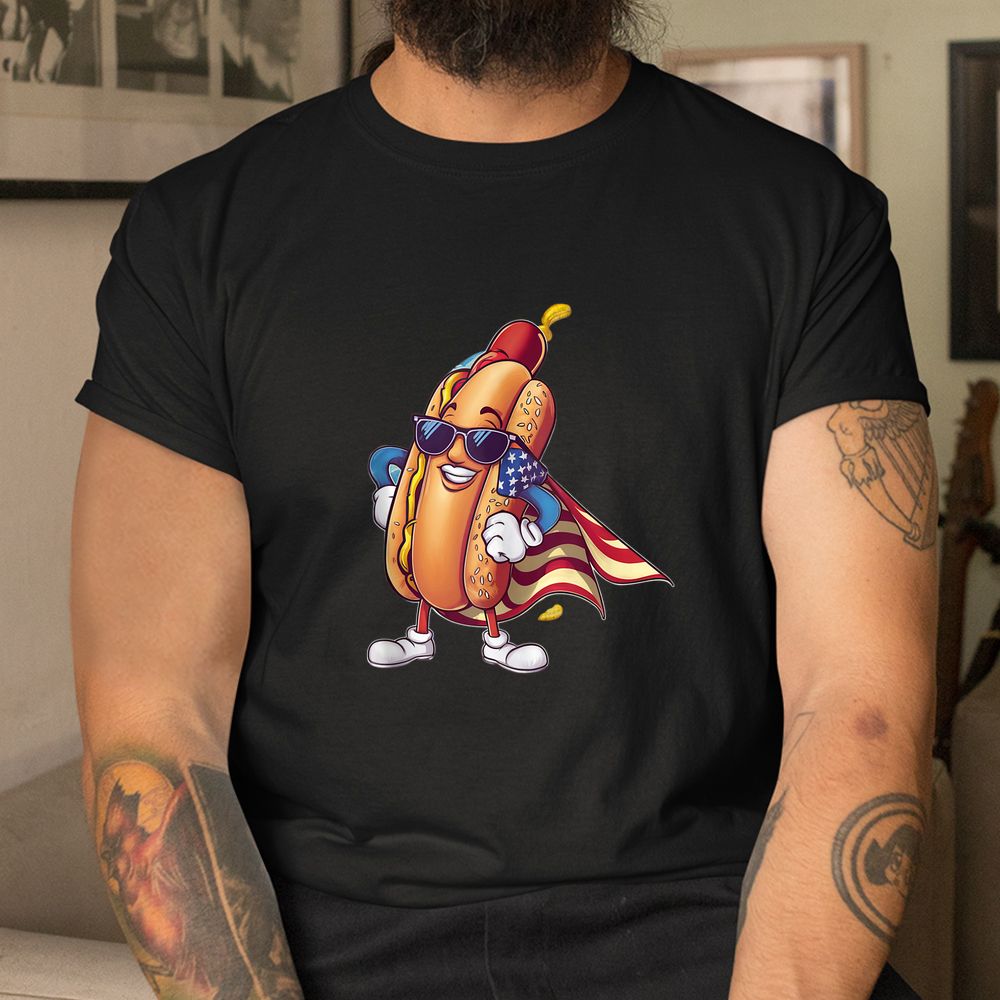 Hot Dog American Flag Superhero Shirt Hot Dog American Flag Superhero Shirt
