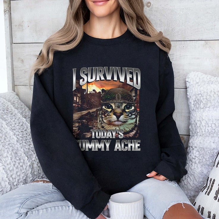 I Survived Today’s Tummy Ache Cat T Shirt I Survived Today’s Tummy Ache Cat T Shirt