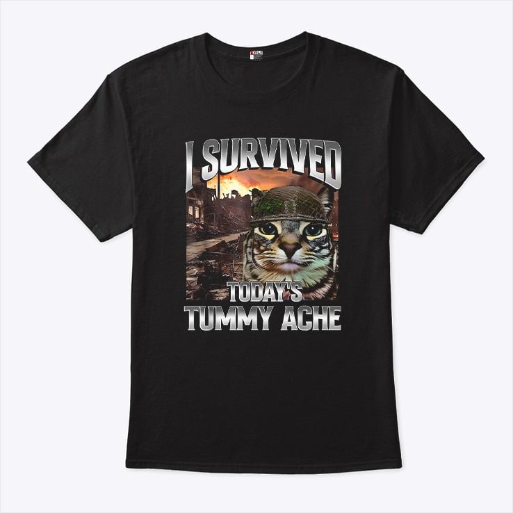 I Survived Today’s Tummy Ache Cat T Shirt I Survived Today’s Tummy Ache Cat T Shirt