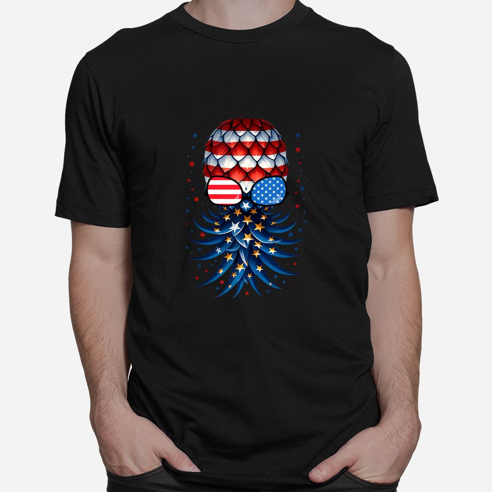 July Patriotic Red White Blue Upside Down Pineapple Swinger Shirt July Patriotic Red White Blue Upside Down Pineapple Swinger Shirt