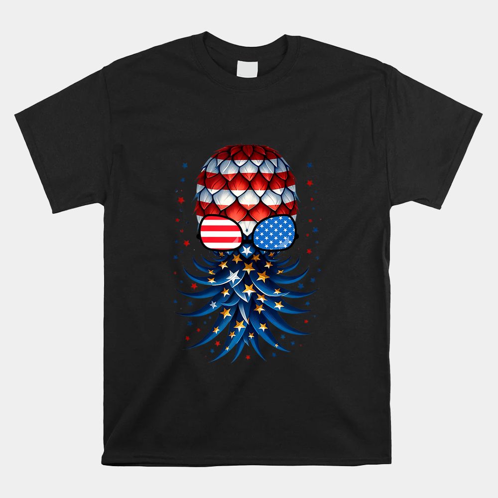 July Patriotic Red White Blue Upside Down Pineapple Swinger Shirt July Patriotic Red White Blue Upside Down Pineapple Swinger Shirt
