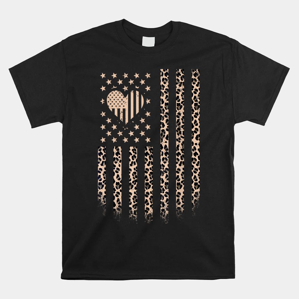 Leopard American Flag Heart USA Leopard Shirt Leopard American Flag Heart USA Leopard Shirt