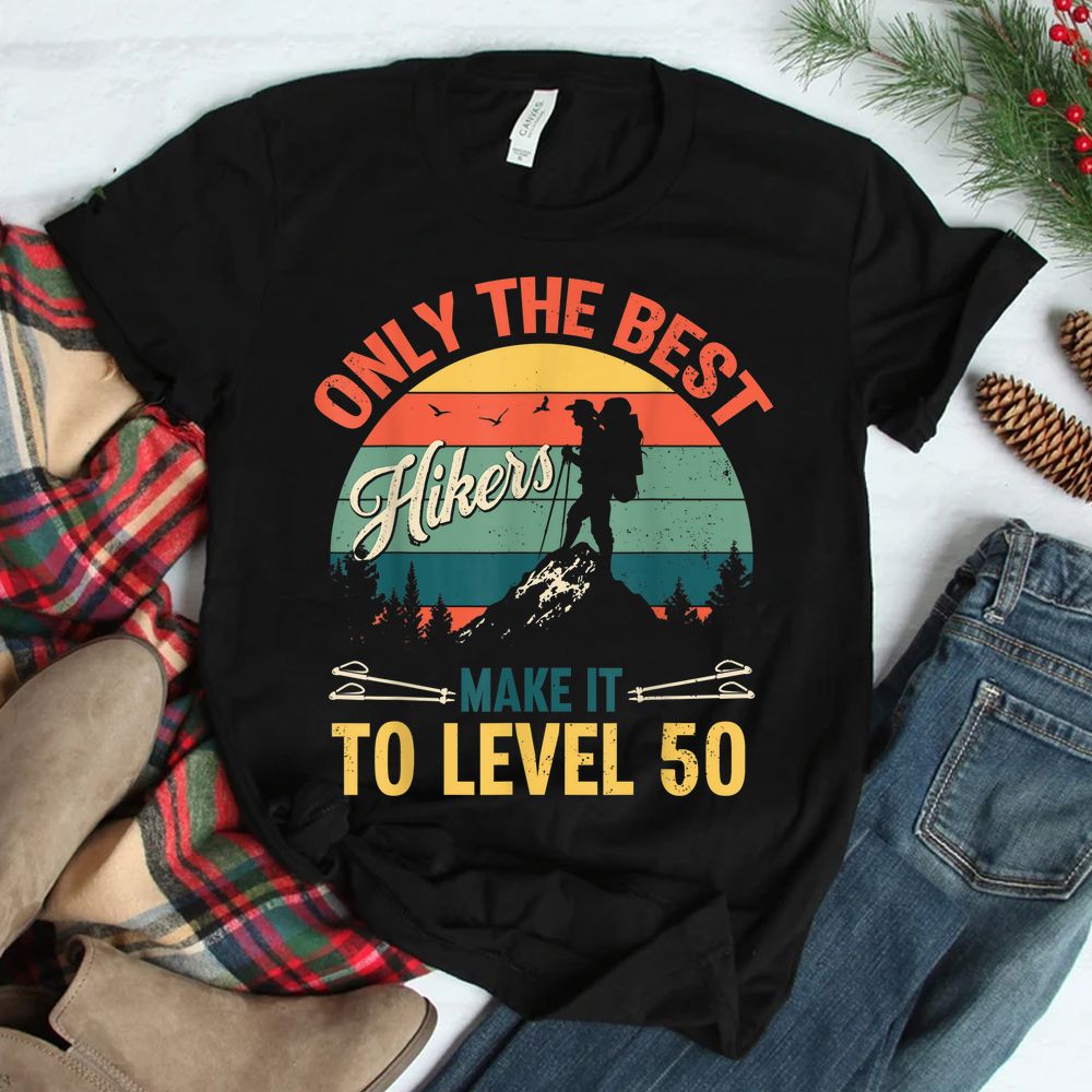 Level 50 Year Old Hiker Vintage 50th Birthday Shirt Level 50 Year Old Hiker Vintage 50th Birthday Shirt