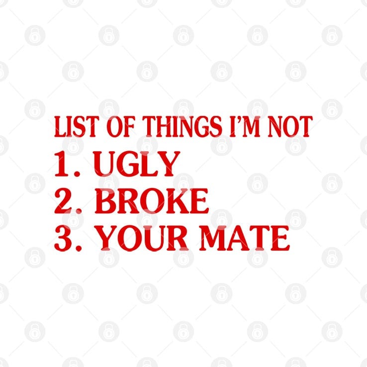 List Of Things I’m Not Ugly Broke Your Mate Shirt List Of Things I’m Not Ugly Broke Your Mate Shirt