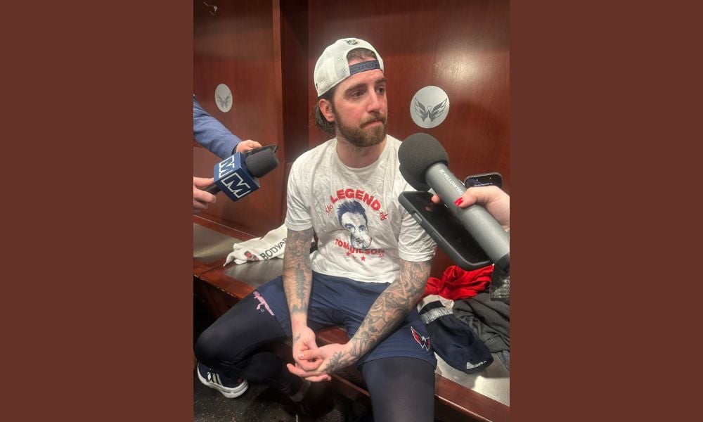 Logan Thompson Wearing The Legend Of Tom Wilson T Shirt
