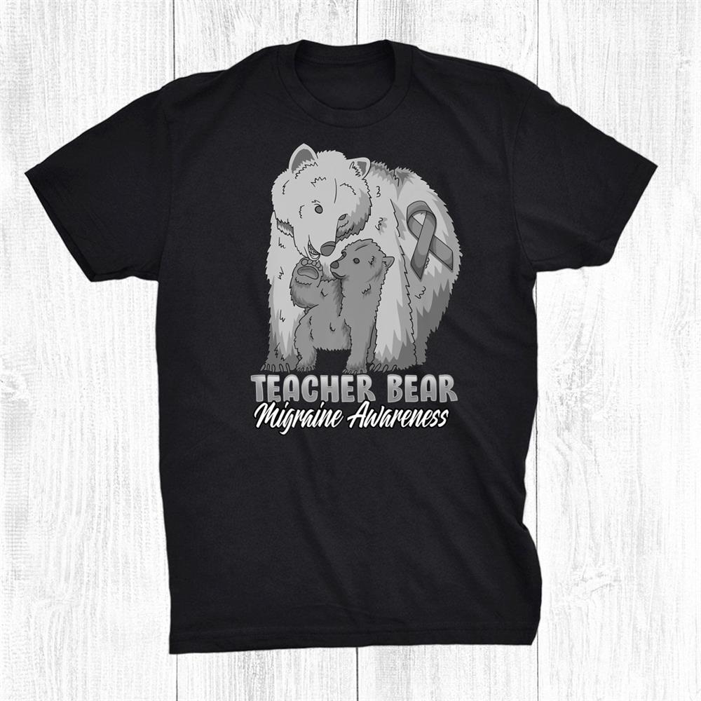 Migraine Child Awareness Teacher Bear Support Ribbon Shirt Migraine Child Awareness Teacher Bear Support Ribbon Shirt