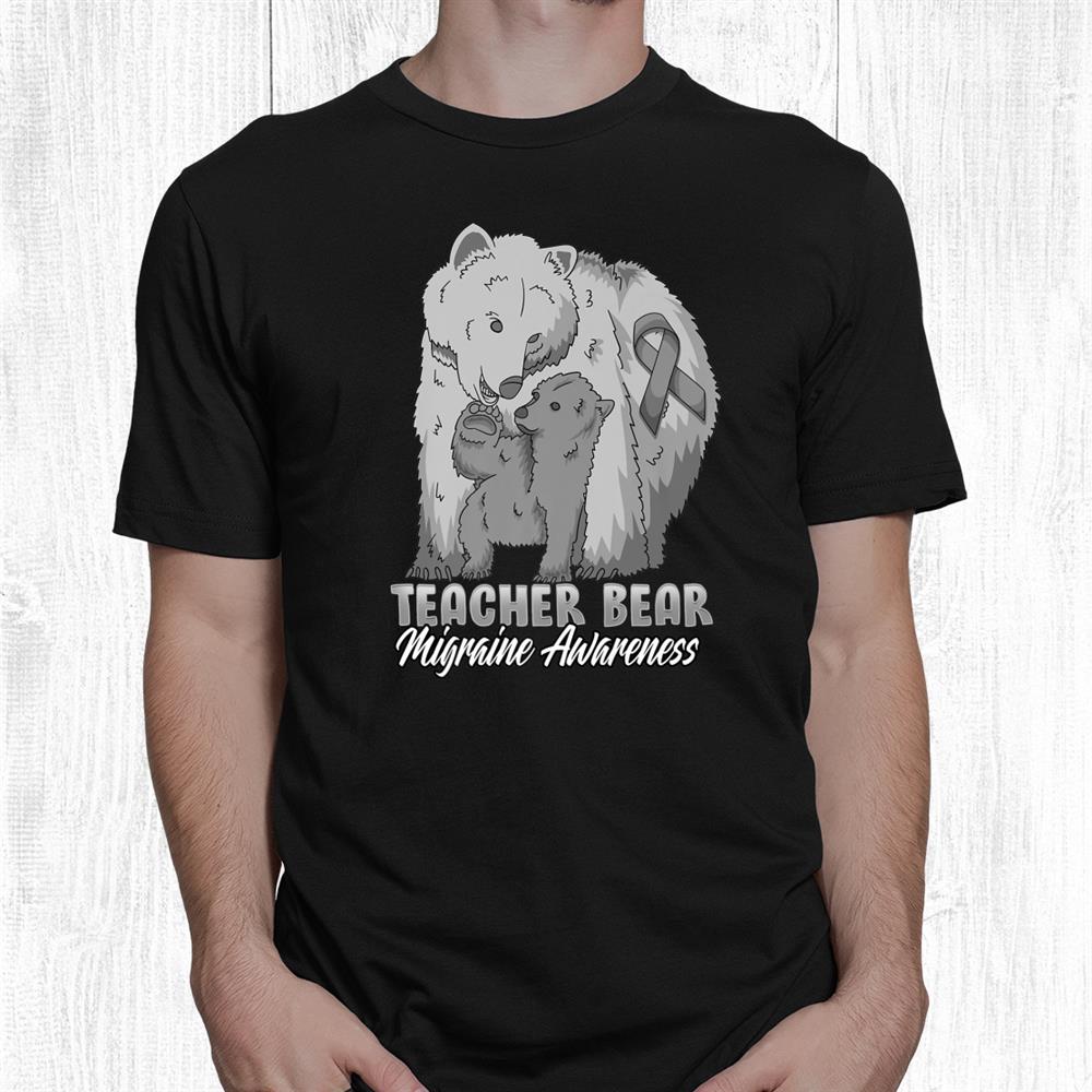 Migraine Child Awareness Teacher Bear Support Ribbon Shirt Migraine Child Awareness Teacher Bear Support Ribbon Shirt