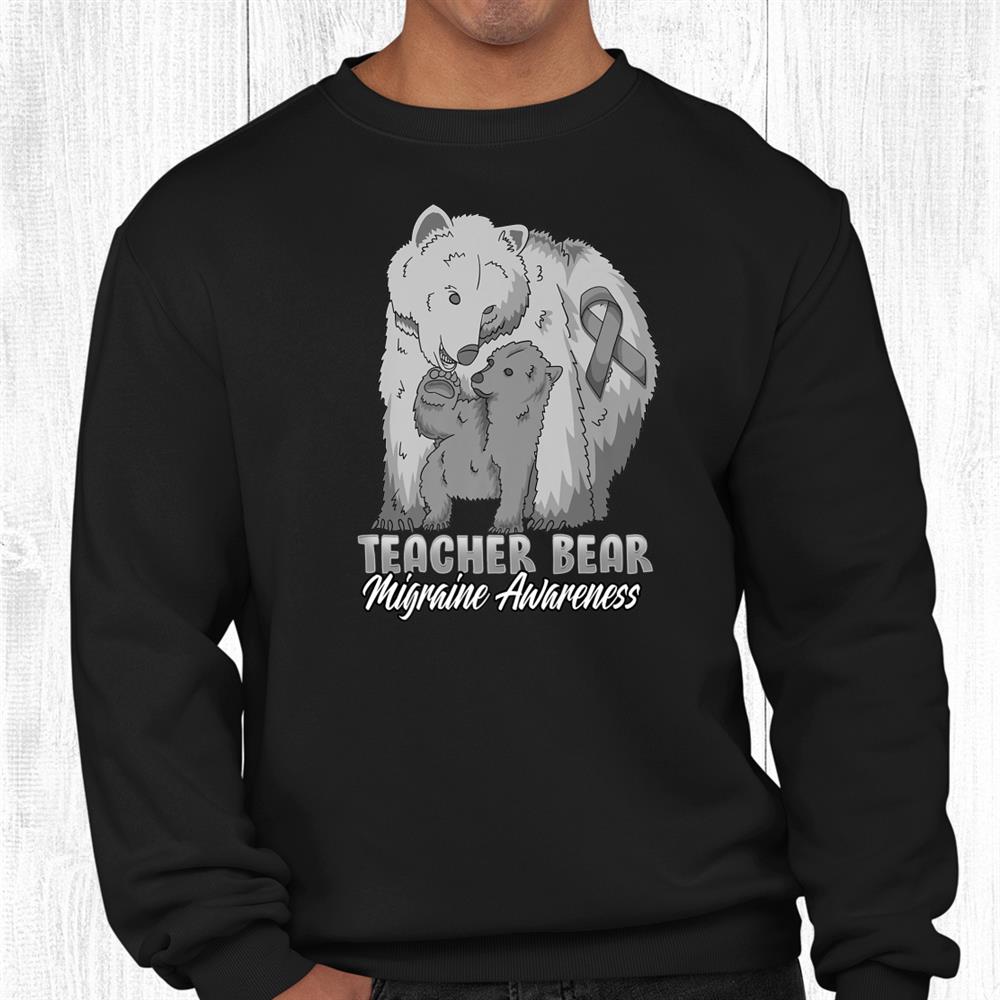 Migraine Child Awareness Teacher Bear Support Ribbon Shirt Migraine Child Awareness Teacher Bear Support Ribbon Shirt