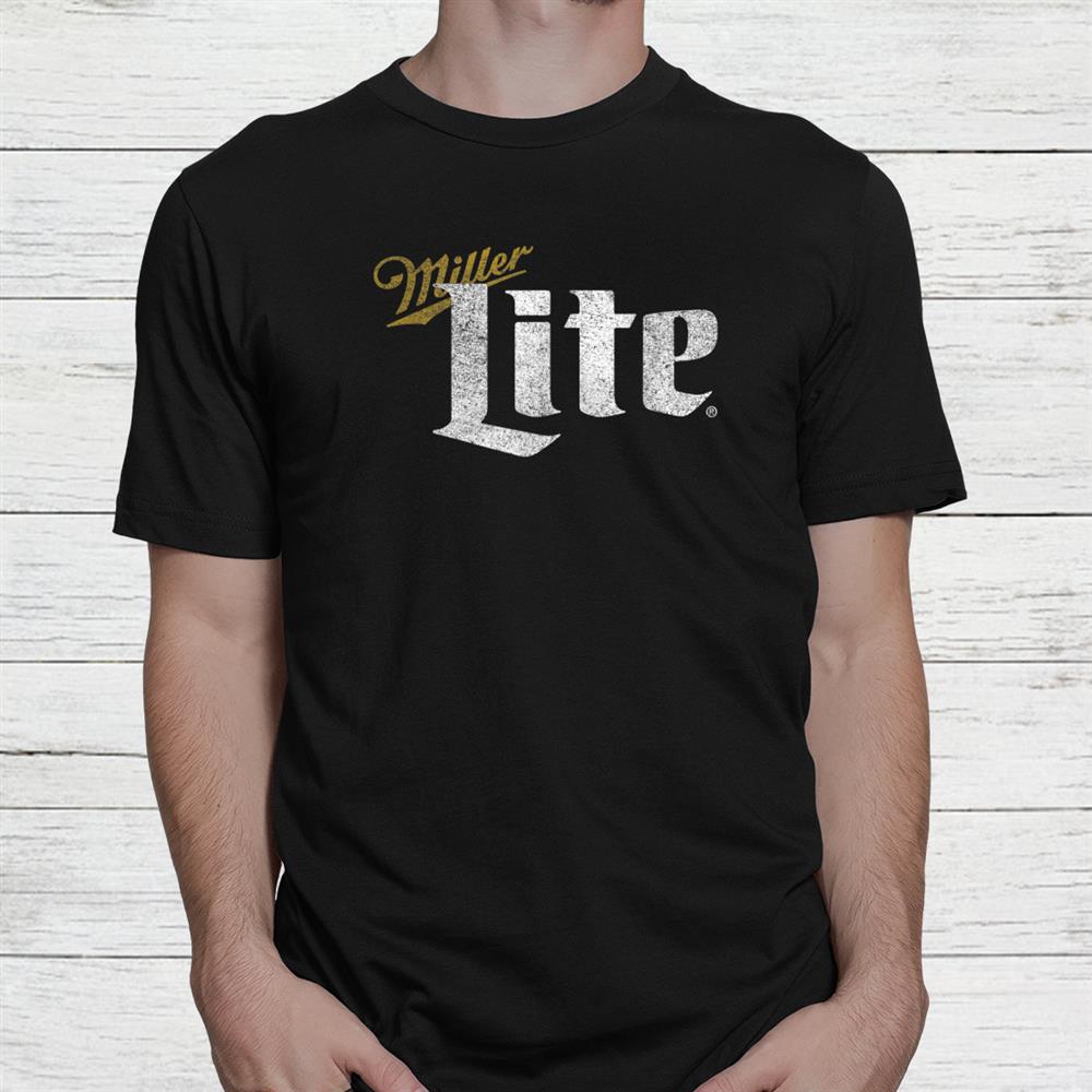 Miller Lite Beer Distressed Text Logo Shirt Miller Lite Beer Distressed Text Logo Shirt