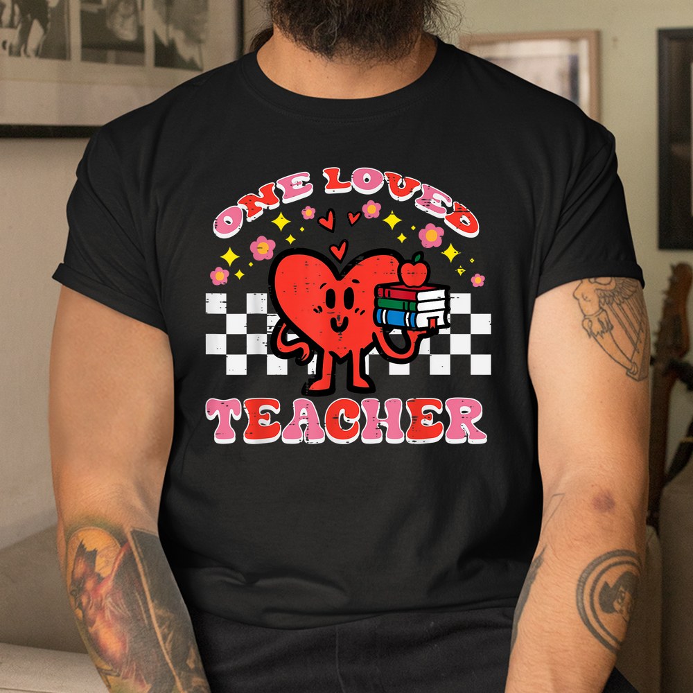 One Loved Teacher Retro Groovy Heart Valentines Day Shirt One Loved Teacher Retro Groovy Heart Valentines Day Shirt