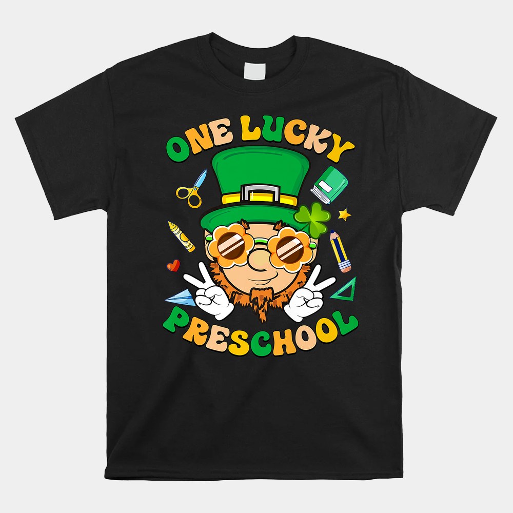 One Lucky Preschool Teacher Groovy Patricks Day Shamrock Shirt One Lucky Preschool Teacher Groovy Patricks Day Shamrock Shirt