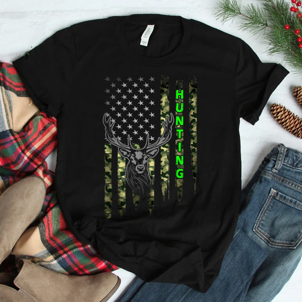 Patriotic Whitetail Buck Deer Hunting American Camouflage Shirt Patriotic Whitetail Buck Deer Hunting American Camouflage Shirt