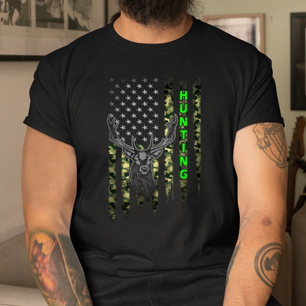 Patriotic Whitetail Buck Deer Hunting American Camouflage Shirt Patriotic Whitetail Buck Deer Hunting American Camouflage Shirt