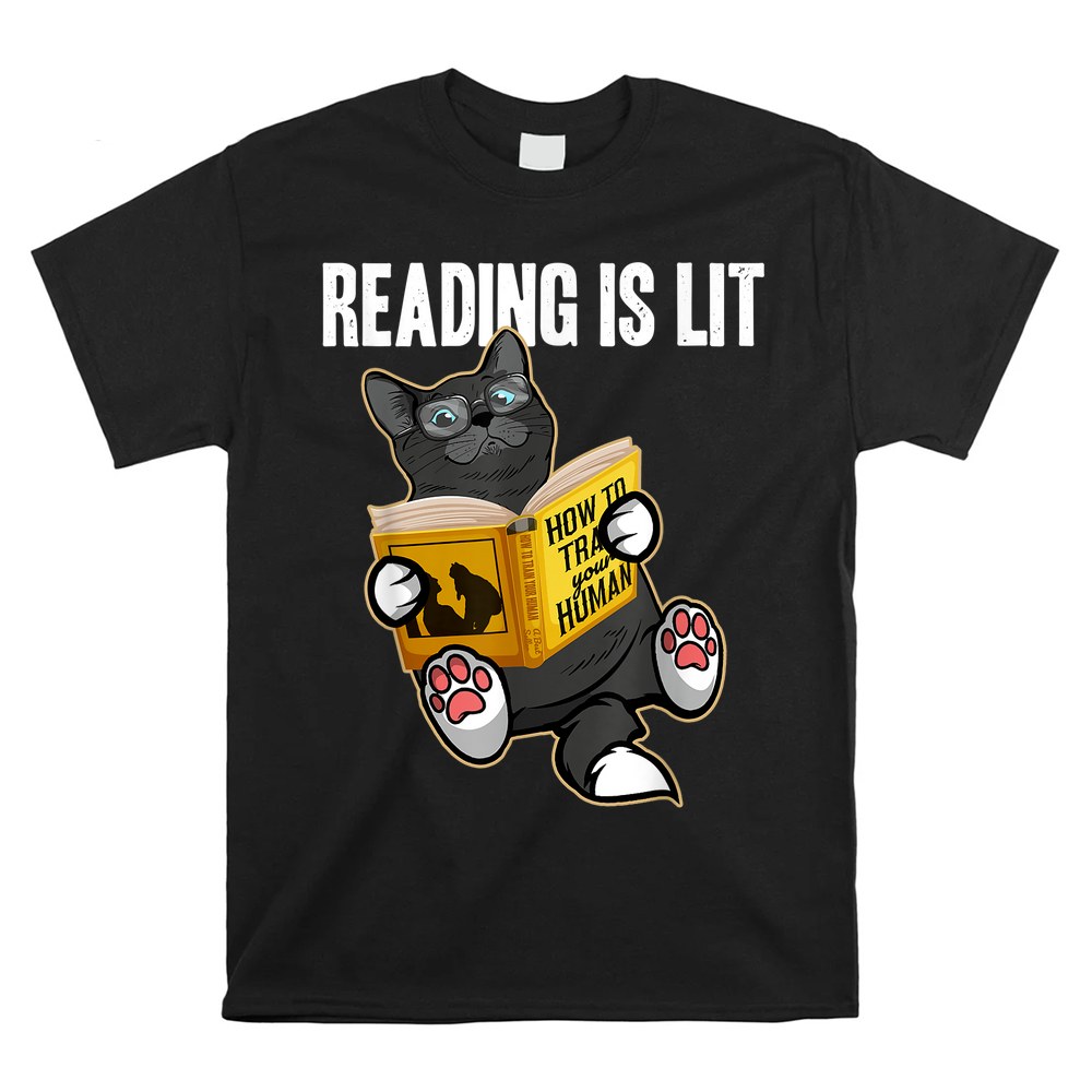 Reading Is Lit Funny Books And Cats Lover Avid Readers Shirt Reading Is Lit Funny Books And Cats Lover Avid Readers Shirt