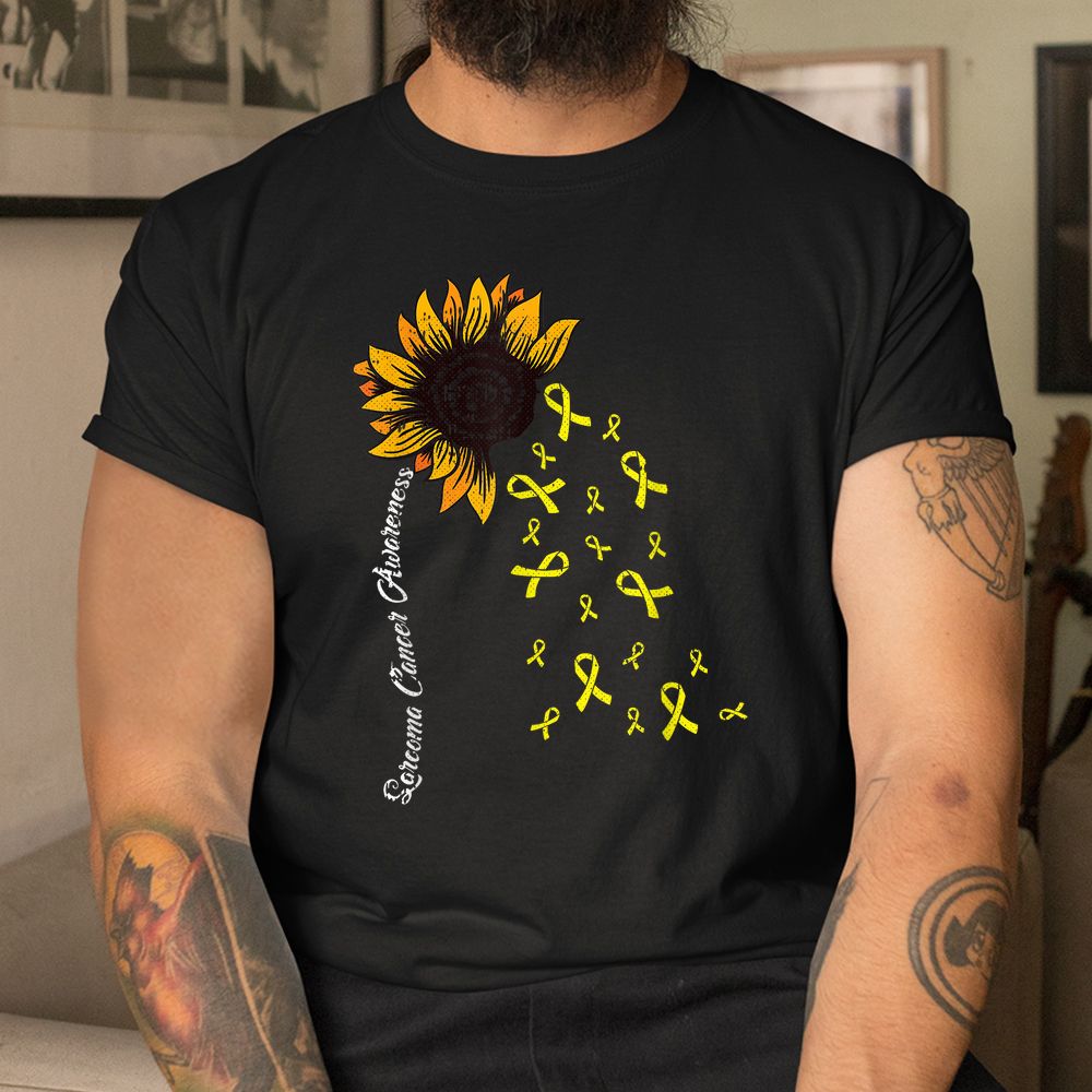Sarcoma Cancer Awareness Yellow Ribbon Sunflower Warrior Shirt Sarcoma Cancer Awareness Yellow Ribbon Sunflower Warrior Shirt