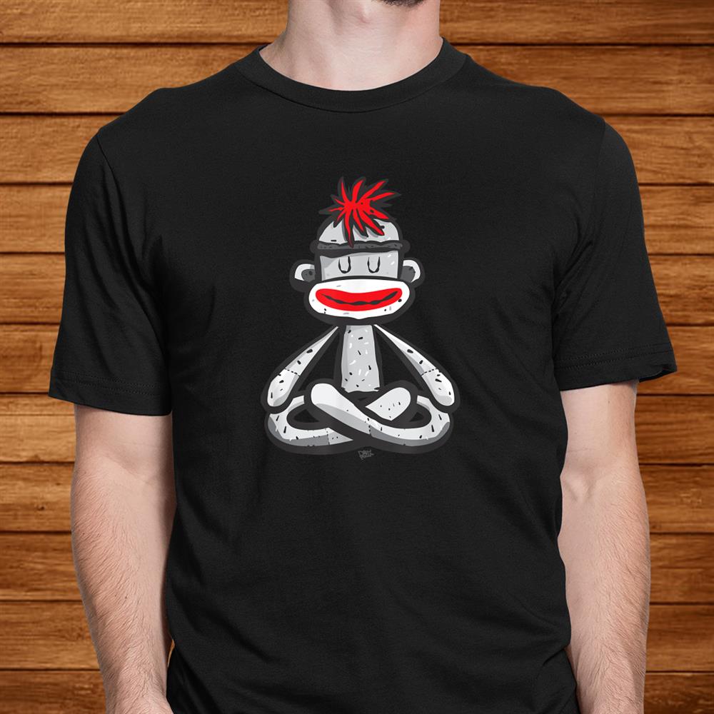Sock Monkey In Seated Lotus Yoga Pose Funny Mindfulness Shirt Sock Monkey In Seated Lotus Yoga Pose Funny Mindfulness Shirt