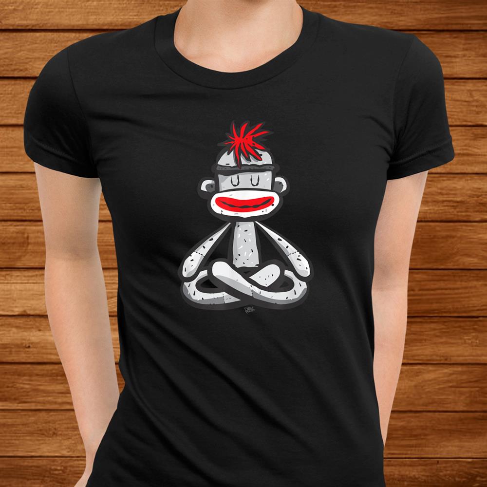 Sock Monkey In Seated Lotus Yoga Pose Funny Mindfulness Shirt Sock Monkey In Seated Lotus Yoga Pose Funny Mindfulness Shirt