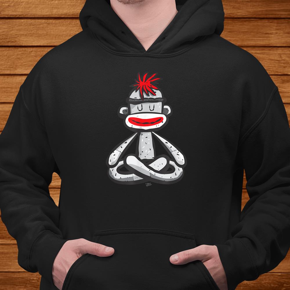 Sock Monkey In Seated Lotus Yoga Pose Funny Mindfulness Shirt Sock Monkey In Seated Lotus Yoga Pose Funny Mindfulness Shirt