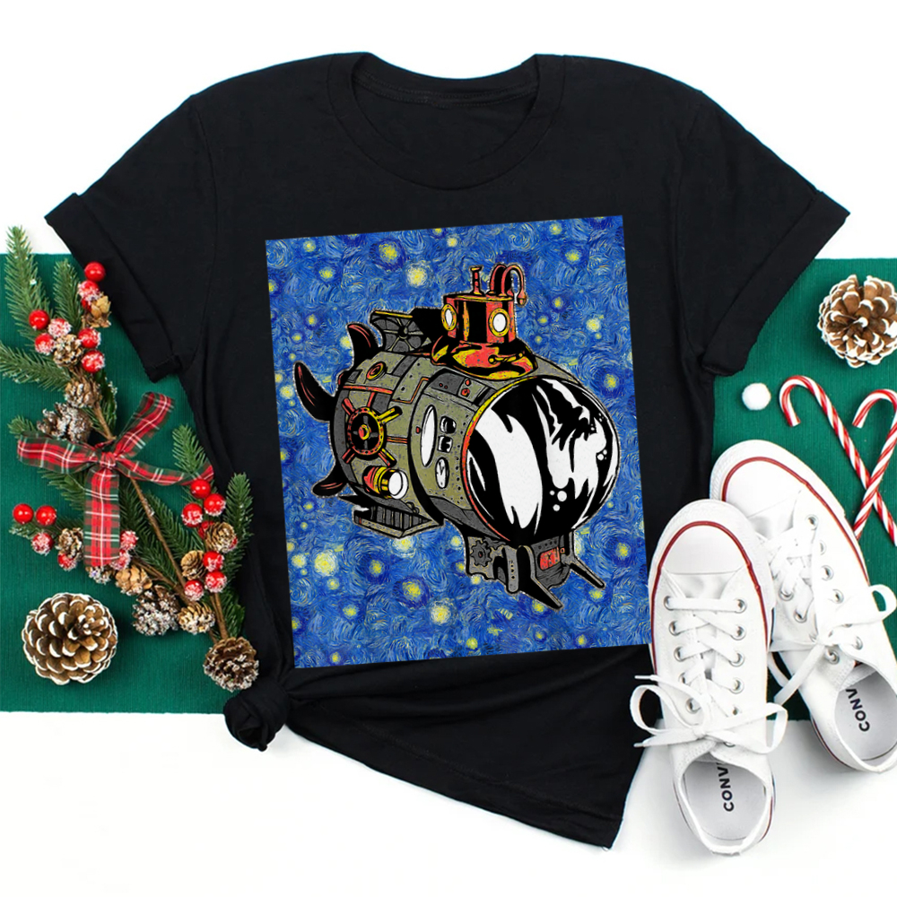 Starry Night Mechanical Submarine Steampunk Shirt Starry Night Mechanical Submarine Steampunk Shirt