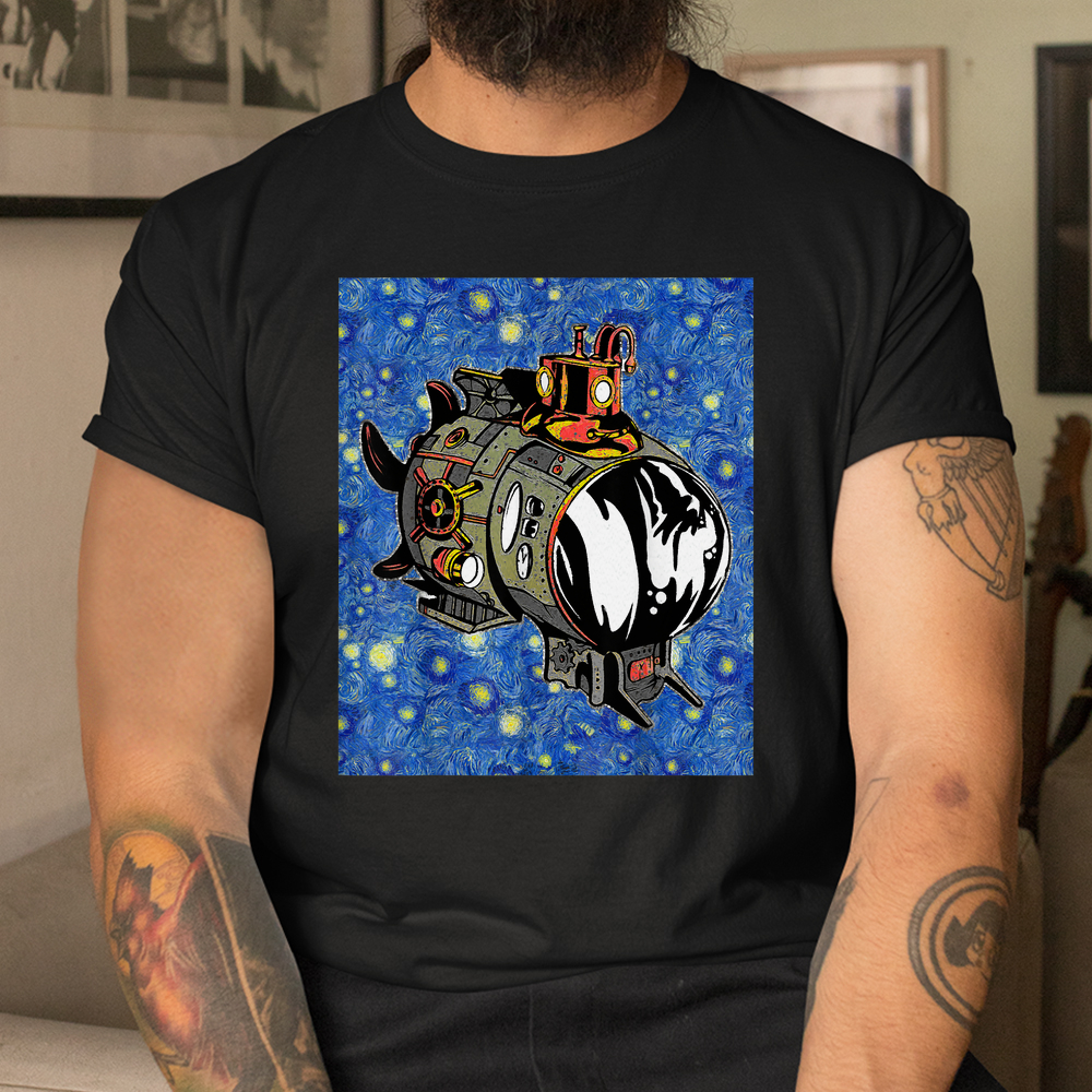 Starry Night Mechanical Submarine Steampunk Shirt Starry Night Mechanical Submarine Steampunk Shirt