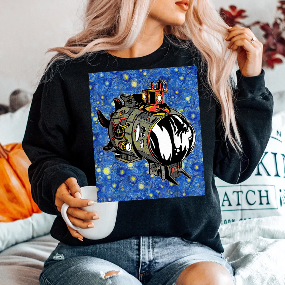 Starry Night Mechanical Submarine Steampunk Shirt Starry Night Mechanical Submarine Steampunk Shirt