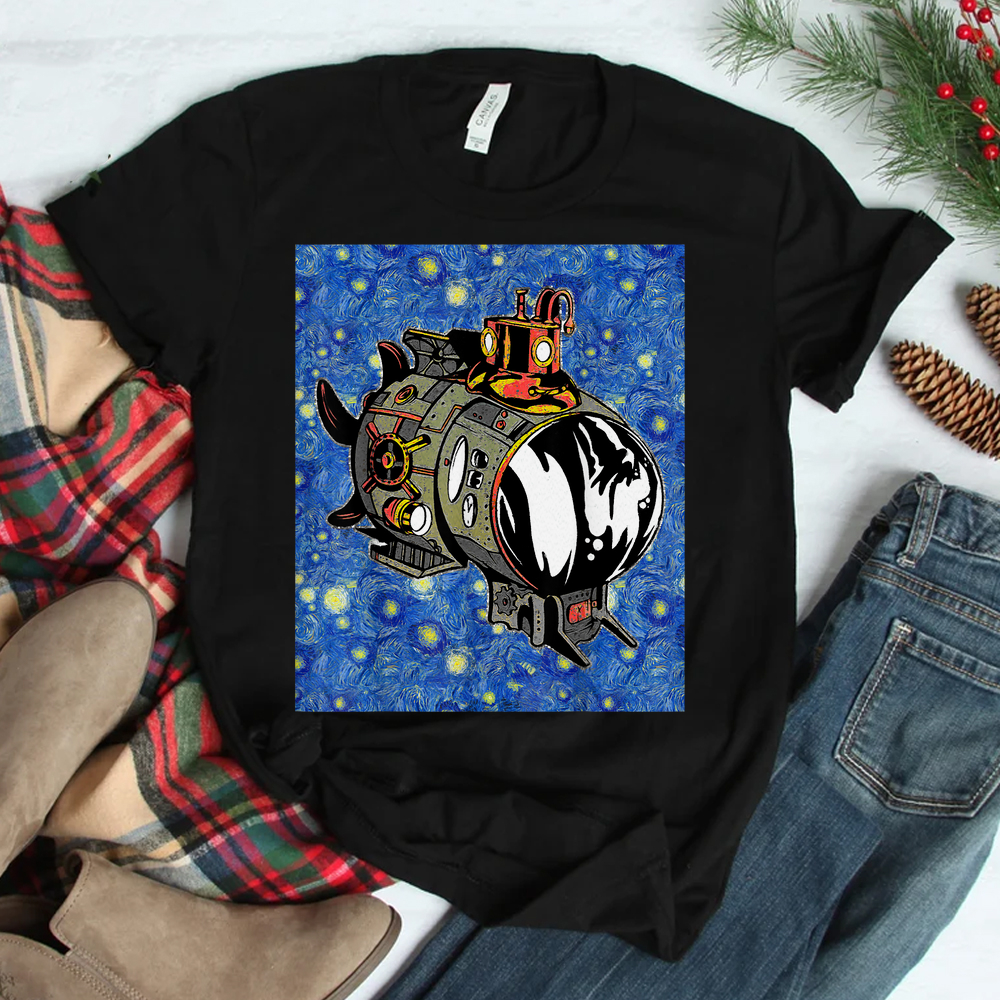 Starry Night Mechanical Submarine Steampunk Shirt Starry Night Mechanical Submarine Steampunk Shirt