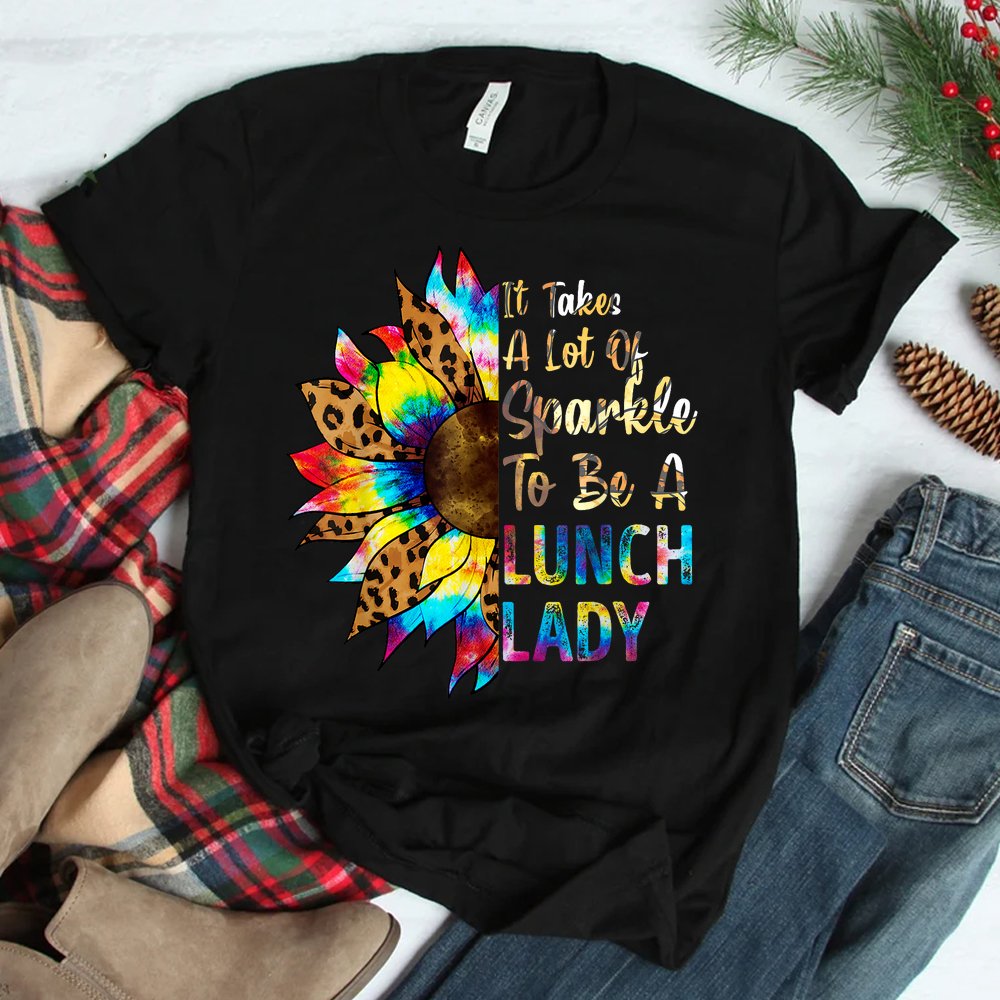 Tie Dye Lunch Lady Teacher Sunflower Leopard Shirt Tie Dye Lunch Lady Teacher Sunflower Leopard Shirt