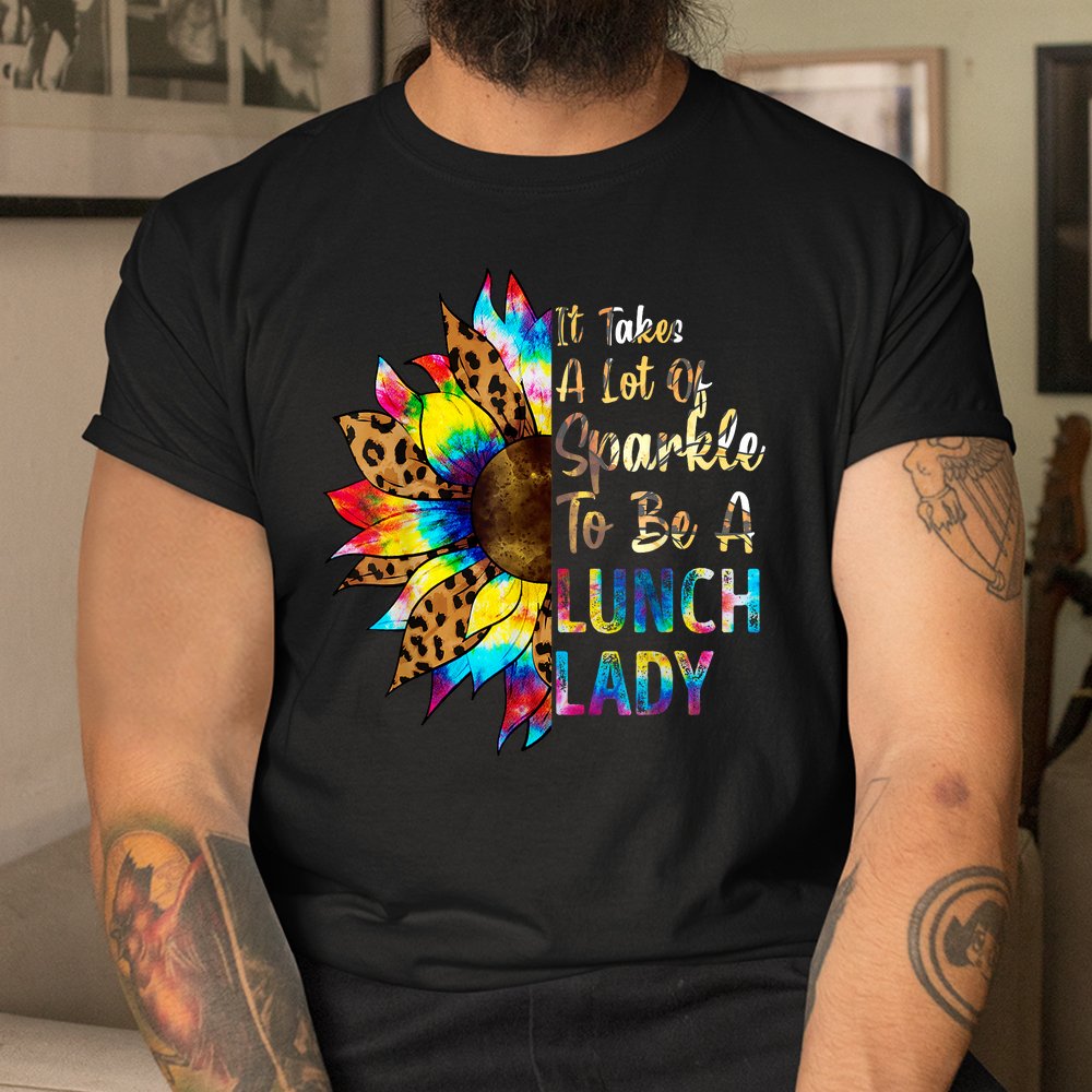 Tie Dye Lunch Lady Teacher Sunflower Leopard Shirt Tie Dye Lunch Lady Teacher Sunflower Leopard Shirt