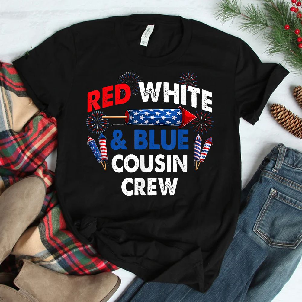 US Flag Red White And Blue Cousin Crew Shirt US Flag Red White And Blue Cousin Crew Shirt