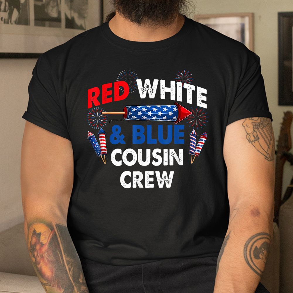 US Flag Red White And Blue Cousin Crew Shirt US Flag Red White And Blue Cousin Crew Shirt