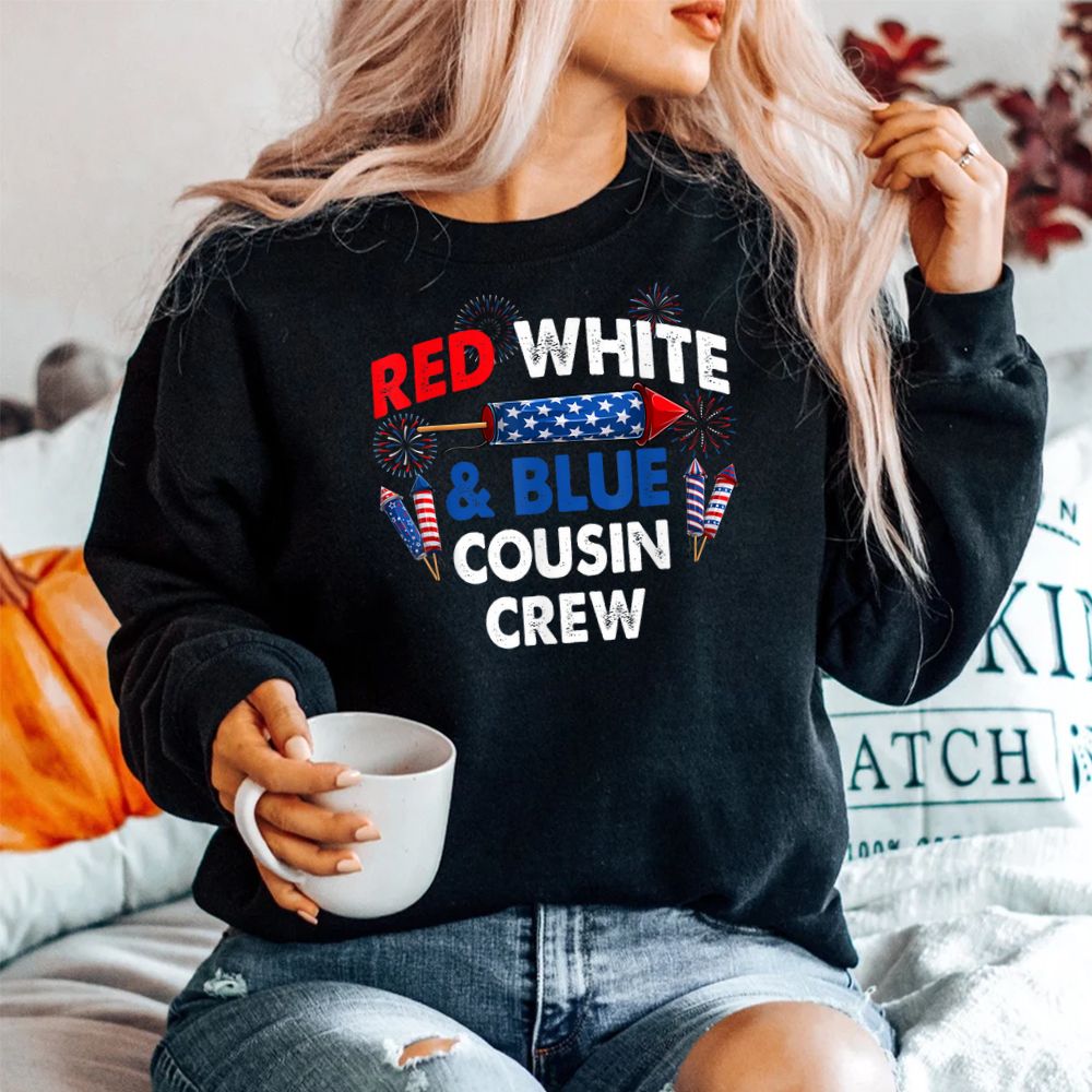 US Flag Red White And Blue Cousin Crew Shirt US Flag Red White And Blue Cousin Crew Shirt
