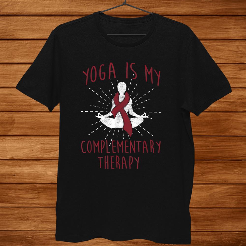 Yoga Myeloma Cancer Therapy Burgundy Ribbon Shirt Yoga Myeloma Cancer Therapy Burgundy Ribbon Shirt
