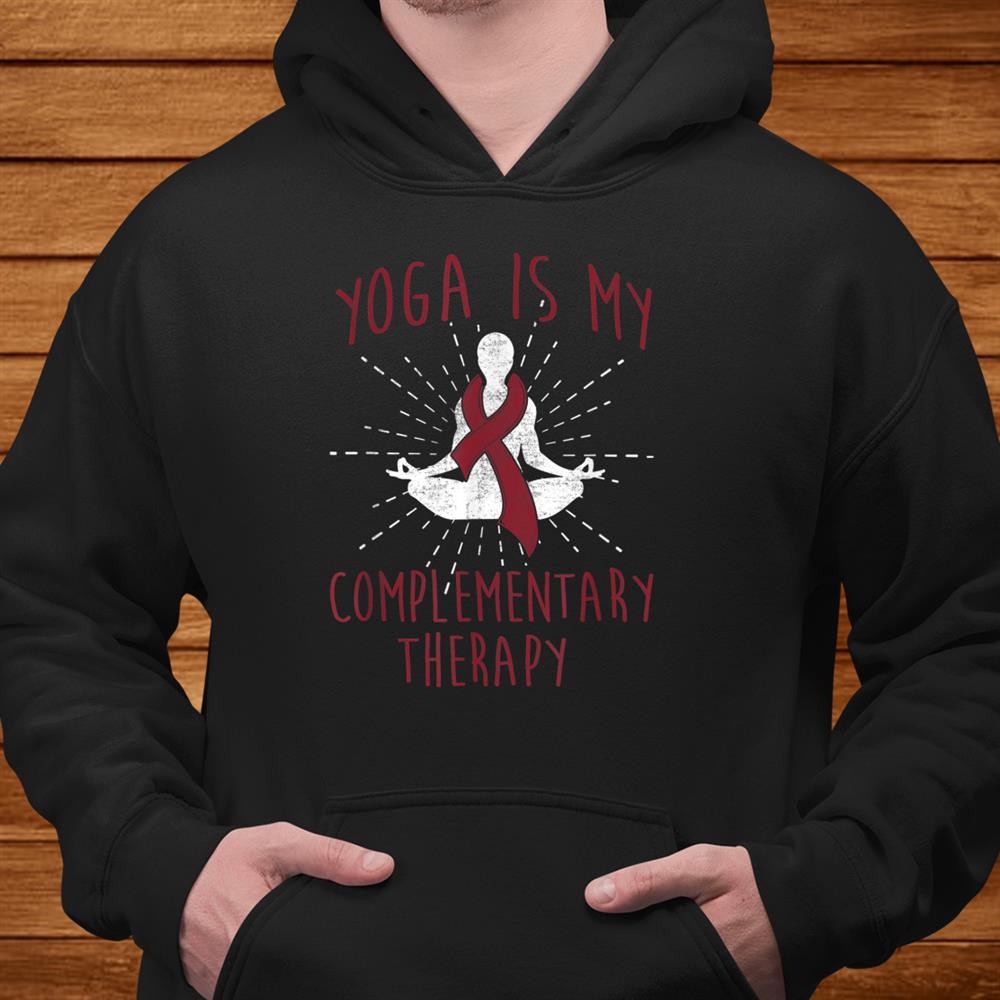 Yoga Myeloma Cancer Therapy Burgundy Ribbon Shirt Yoga Myeloma Cancer Therapy Burgundy Ribbon Shirt