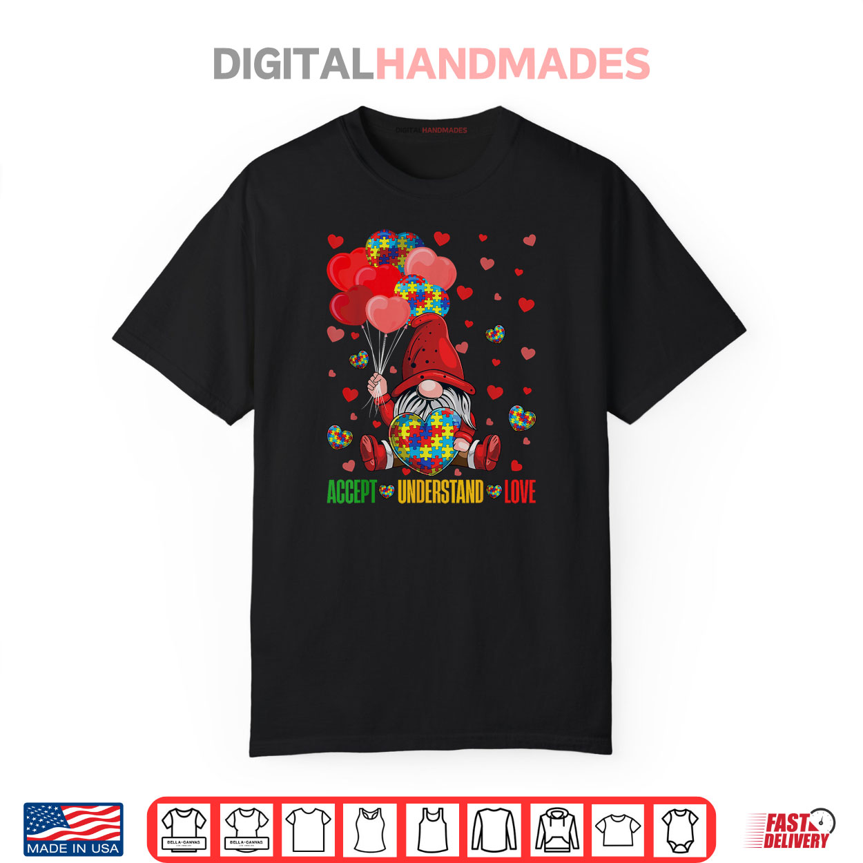 Accept Understand Love Puzzle Autism Heart Gnome Valentine Shirt Accept Understand Love Puzzle Autism Heart Gnome Valentine Shirt